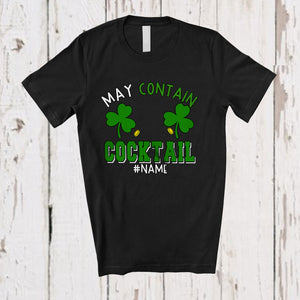 MacnyStore - Personalized May Contain Cocktail; Joyful St. Patrick's Day Custom Name Men; Bra Shamrock Drinking T-Shirt