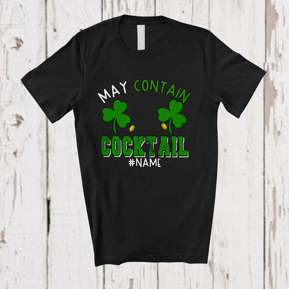 MacnyStore - Personalized May Contain Cocktail; Joyful St. Patrick's Day Custom Name Men; Bra Shamrock Drinking T-Shirt