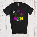 MacnyStore - Personalized May Contain Gin; Joyful Mardi Gras Custom Name Men; Bra Fake Drinking T-Shirt