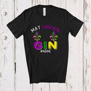 MacnyStore - Personalized May Contain Gin; Joyful Mardi Gras Custom Name Women; Bra Fake Drinking T-Shirt