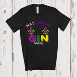 MacnyStore - Personalized May Contain Gin; Joyful Mardi Gras Custom Name Women; Bra Fake Drinking T-Shirt