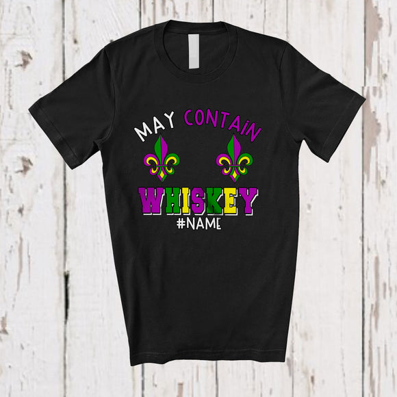 MacnyStore - Personalized May Contain Whiskey; Joyful Mardi Gras Custom Name Men; Bra Fake Drinking T-Shirt