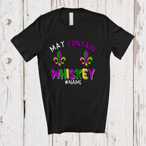 MacnyStore - Personalized May Contain Whiskey; Joyful Mardi Gras Custom Name Women; Bra Fake Drinking T-Shirt