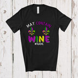 MacnyStore - Personalized May Contain Wine; Joyful Mardi Gras Custom Name Women; Bra Fake Drinking T-Shirt