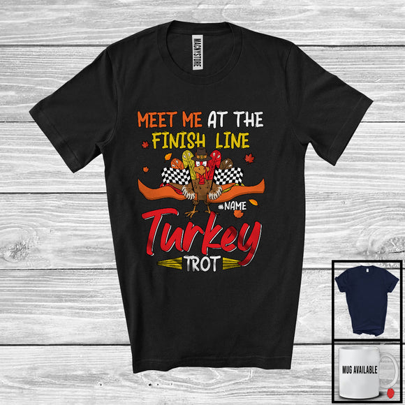 MacnyStore - Personalized Meet Me At The Finish Line; Joyful Thanksgiving Custom Name Turkey; Running Runner T-Shirt