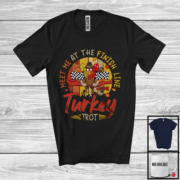 MacnyStore - Personalized Meet Me At The Finish Line; Joyful Thanksgiving Custom Name Turkey; Running Vintage Retro T-Shirt