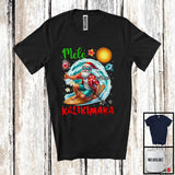 MacnyStore - Personalized Mele Kalikimaka; Joyful Christmas Custom Name Hawaiian Santa Surfing Surfer T-Shirt