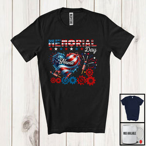 MacnyStore - Personalized Memorial Day, Proud USA Flag Heart Engineer Tools, Custom Name Engineer Group T-Shirt