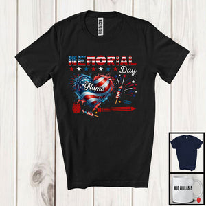 MacnyStore - Personalized Memorial Day, Proud USA Flag Heart Paraprofessional Tools, Custom Name Paraprofessional Group T-Shirt