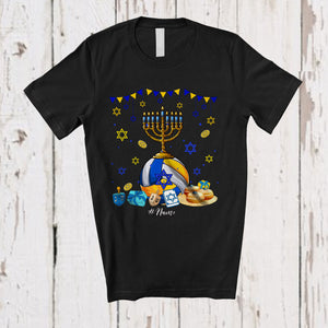 MacnyStore - Personalized Menorah With Volleyball Ball; Amazing Hanukkah Custom Name Sport Player Team T-Shirt