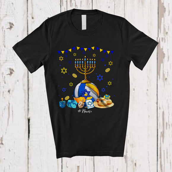 MacnyStore - Personalized Menorah With Volleyball Ball; Amazing Hanukkah Custom Name Sport Player Team T-Shirt