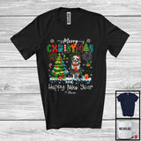 MacnyStore - Personalized Merry Christmas Happy New Year; Joyful Custom Name Santa Australian Shepherd Lover T-Shirt