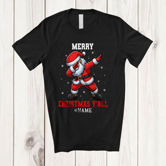 MacnyStore - Personalized Merry Christmas Y'all; Fantastic Christmas Custom Name Santa Dabbing; Family T-Shirt