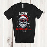 MacnyStore - Personalized Merry Christmas Y'all; Fantastic Christmas Custom Name Santa Face; Family T-Shirt