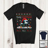 MacnyStore - Personalized Merry Christmas; Amazing X-mas Red Plaid Santa Orca; Custom Name Sea Animal T-Shirt