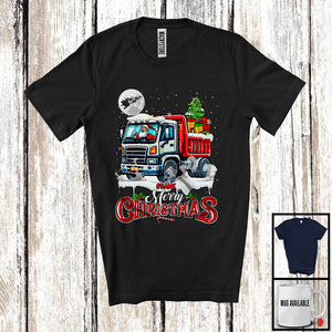 MacnyStore - Personalized Merry Christmas; Humorous X-mas Santa Driving Truck; Custom Name Driver Group T-Shirt