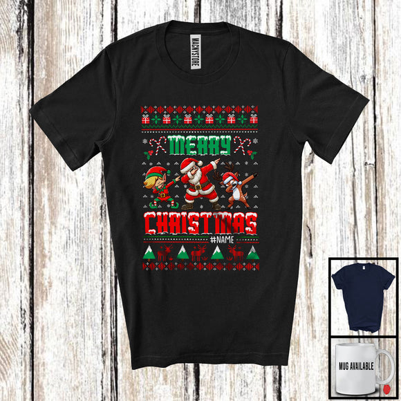 MacnyStore - Personalized Merry Christmas; Joyful Santa Elf Reindeer Dabbing; Sweater Custom Name Family T-Shirt