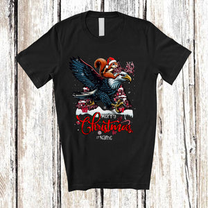 MacnyStore - Personalized Merry Christmas; Lovely Custom Name Santa Squirrel Riding Eagle Reindeer T-Shirt