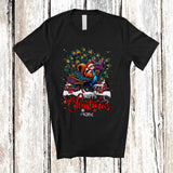 MacnyStore - Personalized Merry Christmas; Lovely Custom Name Santa Squirrel Riding Peacock Reindeer T-Shirt