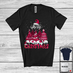 MacnyStore - Personalized Merry Christmas; Lovely Pink X-mas Tree Snowing; Pajama Custom Name Family T-Shirt