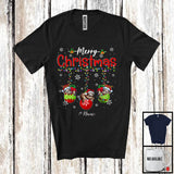 MacnyStore - Personalized Merry Christmas; Lovely Three Santa Sloth In X-mas Socks; Custom Name Family T-Shirt