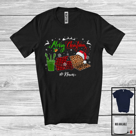 MacnyStore - Personalized Merry Christmas; Proud X-mas Plaid Custom Name School Secretary; Jobs Family T-Shirt