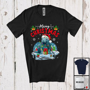 MacnyStore - Personalized Merry Christmas; Wonderful X-mas Custom Name Santa Manatee; Sea Animal T-Shirt