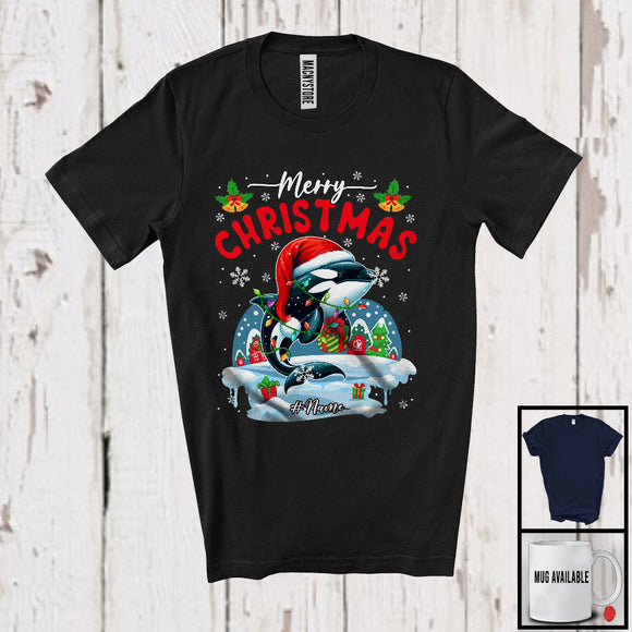 MacnyStore - Personalized Merry Christmas; Wonderful X-mas Custom Name Santa Orca; Sea Animal T-Shirt