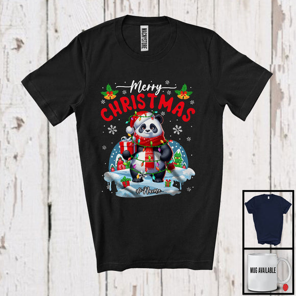 MacnyStore - Personalized Merry Christmas; Wonderful X-mas Custom Name Santa Panda; Wild Animal T-Shirt