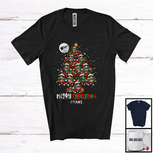 MacnyStore - Personalized Merry Christmas; Wonderful X-mas Tree Lights Santa Bearded Dragon; Custom Name Family T-Shirt