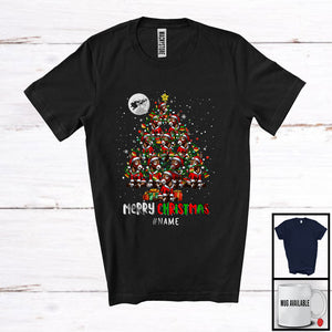 MacnyStore - Personalized Merry Christmas; Wonderful X-mas Tree Lights Santa Mule; Custom Name Family T-Shirt