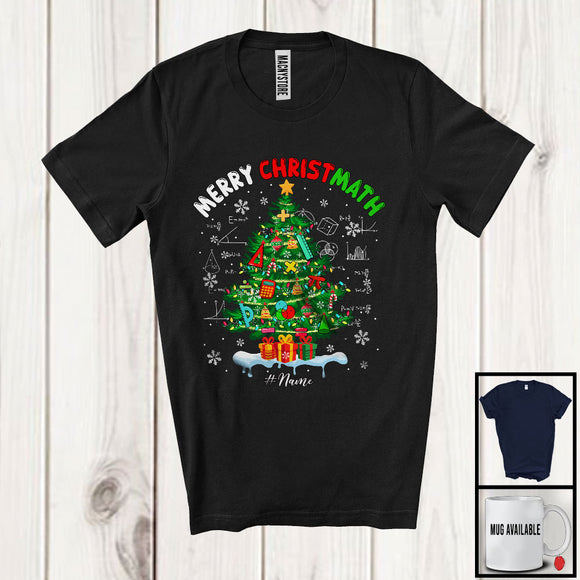 MacnyStore - Personalized Merry Christmath; Fantastic Christmas Tree Math; Custom Name Students Teacher T-Shirt