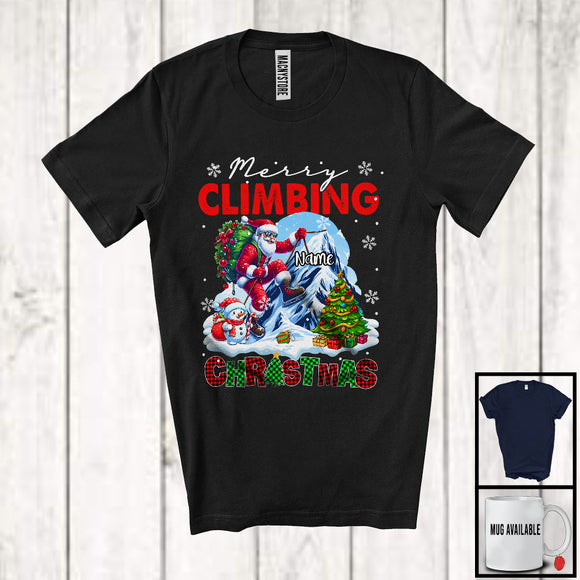 MacnyStore - Personalized Merry Climbing; Joyful Christmas Custom Name Santa Climbing Lover T-Shirt