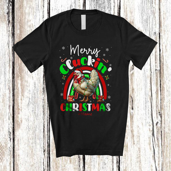 MacnyStore - Personalized Merry Cluckin' Christmas; Fantastic Custom Name Chicken; Rainbow Farm Farmer T-Shirt