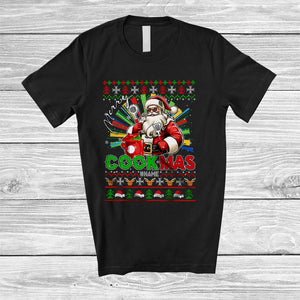 MacnyStore - Personalized Merry Cookmas; Amusing Christmas Santa Cooking; Sweater Custom Name Family T-Shirt