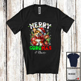 MacnyStore - Personalized Merry Corgmas; Lovely Christmas Santa Corgi With Ornaments; X-mas Lights T-Shirt