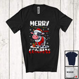 MacnyStore - Personalized Merry Cowmas; Lovely Christmas Lights Custom Name Santa Cow; Farmer Animal T-Shirt