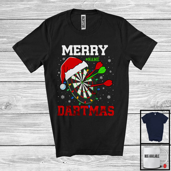 MacnyStore - Personalized Merry Dartmas; Awesome Christmas Lights Santa Dart; Custom Name Player T-Shirt