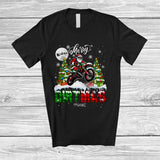 MacnyStore - Personalized Merry Dirtmas; Amusing Christmas Plaid Custom Name Santa Riding Dirt Bike; Biker T-Shirt