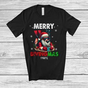 MacnyStore - Personalized Merry Divingmas; Awesome Christmas Santa Scuba Diving; Custom Name Diver T-Shirt