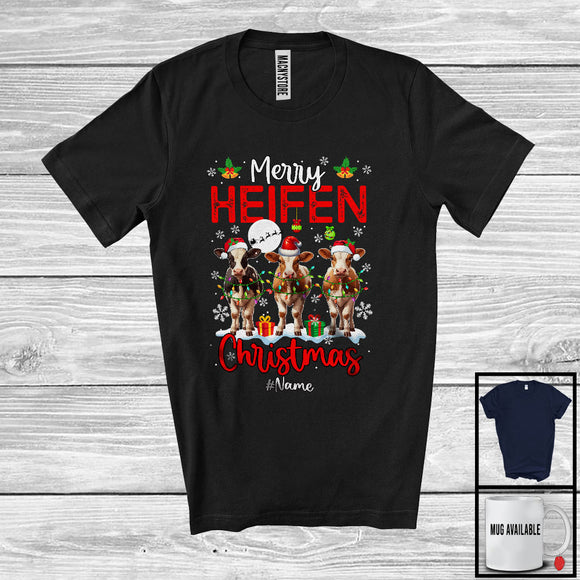 MacnyStore - Personalized Merry Heifemas Christmas; Funny Cow Heifer Custom Name Farmer Christmas Group T-Shirt