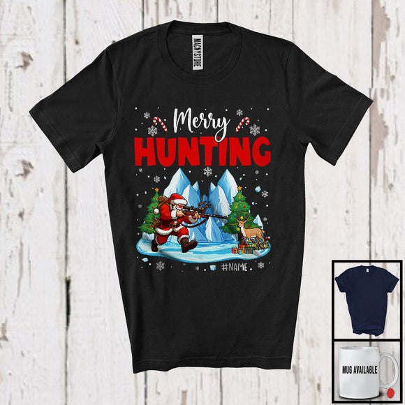 MacnyStore - Personalized Merry Hunting; Fantastic Christmas Custom Name Santa Go Hunting; Winter Outside T-Shirt