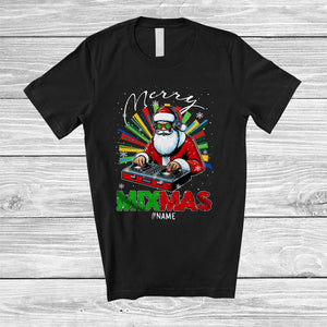 MacnyStore - Personalized Merry Mixmas; Amusing Christmas Santa DJ Player Dancing; Custom Name Family T-Shirt