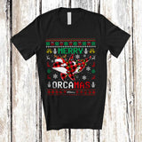 MacnyStore - Personalized Merry Orcamas; Amusing Christmas Sweater Orca Killer Whale Plaid; Family T-Shirt