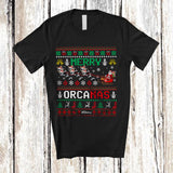 MacnyStore - Personalized Merry Orcamas; Amusing Christmas Sweater Orca Killer Whale Santa Sleigh T-Shirt