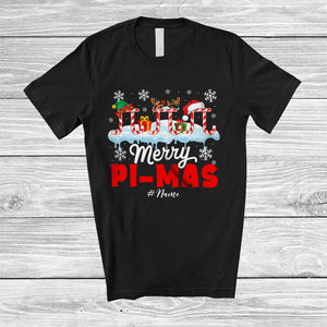 MacnyStore - Personalized Merry Pi mas; Joyful Christmas Three Pi Candy Canes; Custom Name Math Teacher T-Shirt