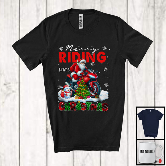 MacnyStore - Personalized Merry Riding; Joyful Christmas Custom Name Santa Riding Lover T-Shirt