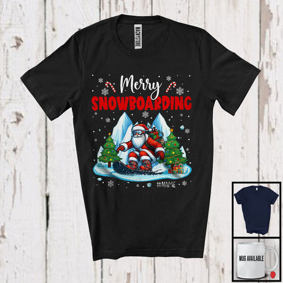 MacnyStore - Personalized Merry Snowboarding; Fantastic Christmas Custom Name Santa Snowboarding; Winter Outside T-Shirt