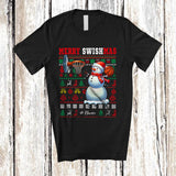 MacnyStore - Personalized Merry Swishmas; Amusing Christmas Snowman Playing Basketball Player; Sweater Sport T-Shirt