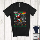 MacnyStore - Personalized Merry Swishmas; Joyful Christmas Custom Name Santa Playing Disc Golf Player T-Shirt